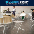 Flash Furniture Hercules Series Plastic Folding Chairs for Parties and Weddings, Stackable Commercial Event Seats with 650-lb. Static Weight Capacity, Set of 6, White