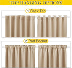 NICETOWN 2 Panels Outdoor Curtains for Patio Waterproof & Windproof, Thermal Insulated Top & Bottom Pocket & Back Tab Light Block Outdoor Drapes with Bonus Rope for Fixed, Biscotti Beige, W52 x L95