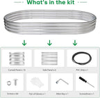 JERIA 8×4×1ft Oval Raised Garden Bed,Galvanized Raised Garden Bed Kit Outdoor Metal Gardening Planter Box for Vegetable, Fruits, Flower，Herbs