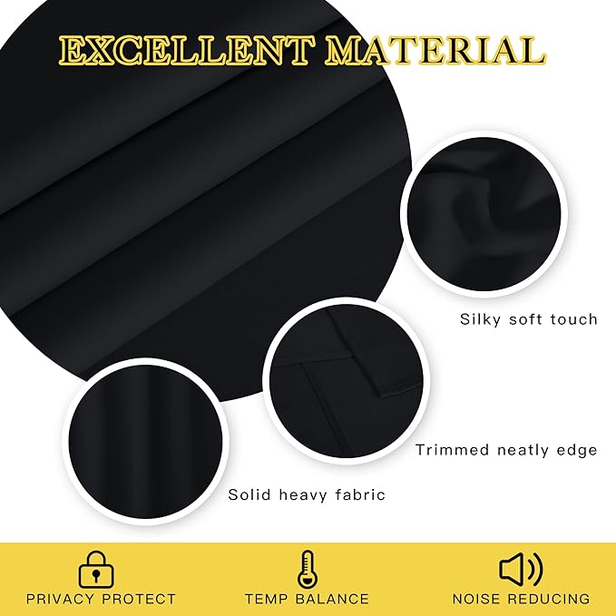 NICETOWN Black Out Curtains 63 inch Long - Grommet Thermal Insulated Modern Room Darkening Window Treatments Soundproof Drape for Bedroom/Nursery, W52 x L63, 1 Piece