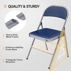 VINGLI 6 Pack Folding Chairs with Padded Seats, Metal Frame with Pu Leather Seat & Back, Capacity 350 lbs, Blue