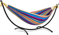 SUNCREAT Portable Large Hammock with Stand, Two Person Hammock with Stand Included, Rainbow Stripes