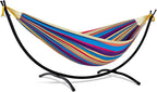 SUNCREAT Portable Large Hammock with Stand, Two Person Hammock with Stand Included, Rainbow Stripes