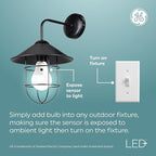 GE LED+ Dusk to Dawn A19 LED Light Bulbs, Automatic On/Off Outdoor Light, 8.5W, Soft White (3 Pack)