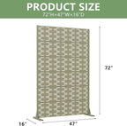 Casaphoria Metal Privacy Screen Outdoor, 72" H x 47" W Freestanding Decorative Privacy Screen for Patio Deck Balcony Garden with Stable Base, Grey-Brick
