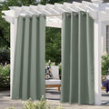 NICETOWN Patio Curtain for Outdoor Waterproof 120 inch Long, Extra Long Rustproof Grommet Thermal Insulated Sun Blocking Outdoor Drapes Privacy for Porch/Gazebo, 52" Wide, Sage Green, 1 Panel