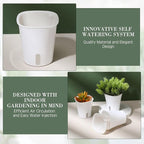 20 Pcs 3 Inch Self Watering Pots Self Watering Planters for Indoor Planters Plastic Garden Flower Pots with Level Indicator Vents for Herbs