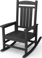 KINGYES Outdoor Rocking Chairs, HDPE All-Weather Patio Rocking Chairs High Back Porch Rocker for Adult, Black