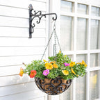 Sungmor Cast Iron Wall Hook Plant Hangers - Home & Garden Heavy Duty Hanging Bracket Plant Hooks - 2PC BLACK Decorative Wall Mount Hooks for Hanging Planter Pot Bird Feeder Birdcage Lantern Wind Chime