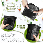 OJYUDD 60 Pack 1 Gallon Flexible Plant Nursery Pots,Thickened Soft Plastic Seed Starting Pots,Plastic Plant Container with Hole for Flower Seedling,Succulents,Cuttings,Transplanting(Black)