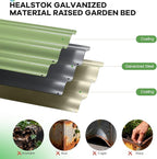 Galvanized Raised Garden Bed Outdoor, 4x2x1ft Oval Metal Raised Beds for Gardening, Rust-Resistant Garden Planter Box with Tools for Planting Vegetables, Flowers, Fruits in Lawn (Olive Green)