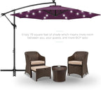 Best Choice Products 10ft Solar LED Offset Cantilever Hanging Market Patio Umbrella, 8 Sturdy Ribs, Easy Adjustment - Amethyst Purple