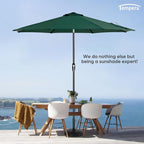 Tempera Patio Market Outdoor Table Umbrella with Auto Tilt and Crank, Large Sun Umbrella with Sturdy Pole & Fade Resistant Canopy, Easy to Set