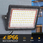 60W LED Flood Light Outdoor with 6ft Plug, 7200LM Brighter Exterior Security Lights, 5000K Daylight Floodlights, IP66 Waterproof for Yard, Garage, Workshop, Lawn, 2 Pack