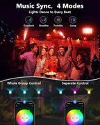 T-SUN Christmas Led Flood Light 60W, Outdoor Waterproof Color Changing Uplight for Stage Landscape Party, RGBW Dimmable Smart Floodlights 16 Million Colors&Timing& Music Sync, US Plug (4 Pack)