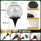 Solar Garden Lights Outdoor Waterproof, 4 Pack 30 LEDs Cracked Glass Ball Light, Ground Landscape Garden Decor, Solar Globe Decorative for Pathway/Patio/Lawn/Yard (Multicolor, 3.9")