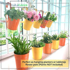 LaLaGreen Railing Planter - 10 Pack, 4 Inch Hanging Wall Herb Planters for Outdoor Plants Orange Metal Hanging Flower Pot Yellow Deck Planters Outdoor Rail Garden Balcony Porch Macetas Colgante Pared