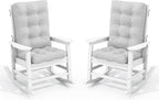 SERWALL Oversized Outdoor Rocking Chair Set of 2, HDPE Rocker for Adults, Patio Rocking Chairs for Porch, White