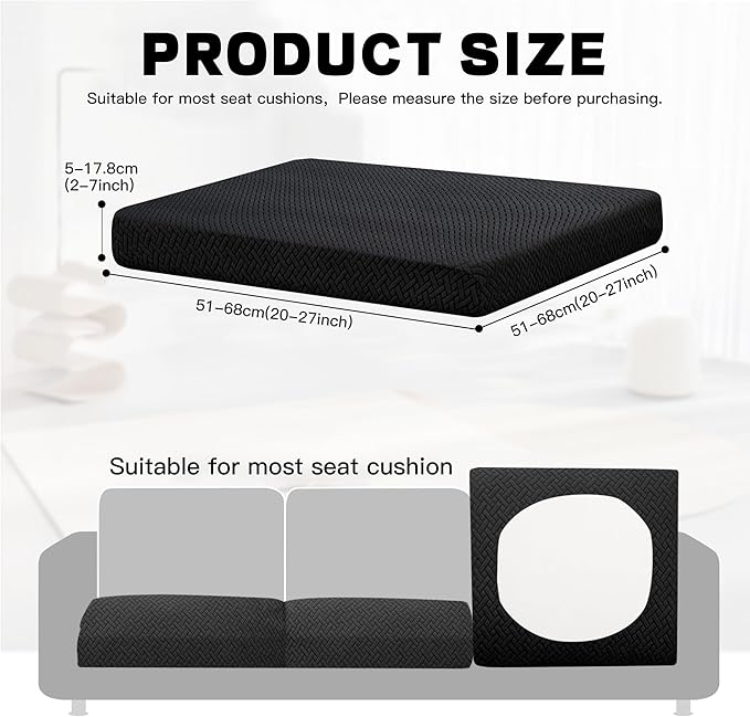 Outdoor Cushion Covers, 8-Piece Black Set with Water-Repellent Polyester Blend