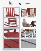 KINGYES Oversized Outdoor Rocking Chair Set of 4, All-Weather Patio Rocking Chairs for Porch, HDPE Outdoor Patio Rockers with High Back & Wide Seat for Garden, Lawn, Red