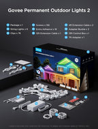Govee Permanent Outdoor Lights 2, 100ft RGBIC Outdoor Lights with 16 Million Colors and 100 Scene Modes, IP67 Waterproof, Holiday & Party Decorations, Works with Alexa, Google Assistant, White