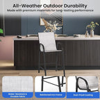 HOMREST Outdoor Bar Height Stools Set of 6,High Back Patio Chairs with Armrests,Textilene Chairs with Breathable Fabric & Metal Frame for All Weather,Light Grey