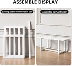 Modern Outdoor Plant Stand for Indoor Corner, Foldable Metal Plant Display Shelf for Multiple Pots,Mid Century Slatted Bench for Garden, Patio Load Bearing 330 lbs 26" L x 10.4" H x 8.6" W 2 Pack White