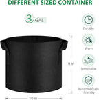 12-Pack 3 Gallon Thickened Non-Woven Grow Bags, Aeration Fabric Pots with Handles
