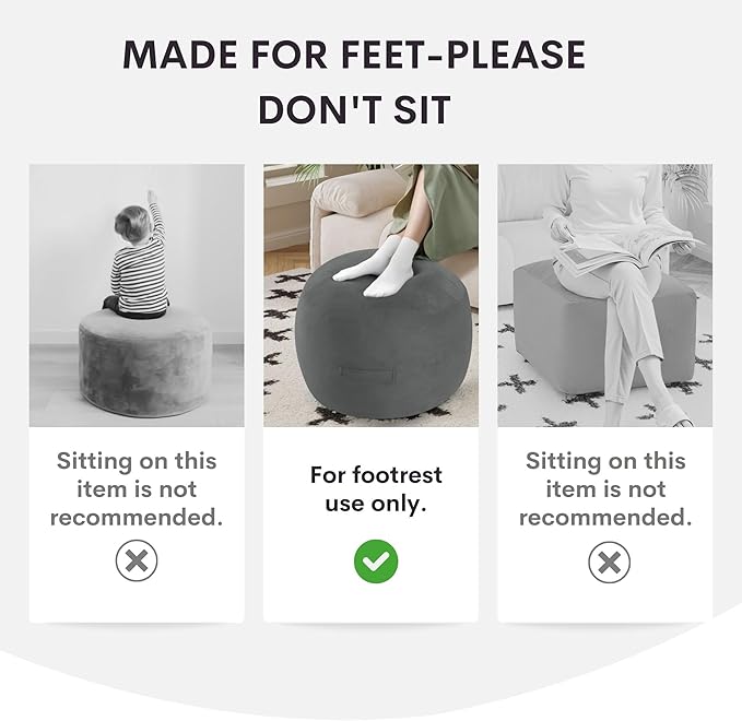 MeMoreCool Round Stuffed Pouf Ottoman Foot Rest, Floor Pouf Foot Stool with Soft Foam Chunk Filling, Small Round Ottoman Footstool Circle Footrest for Living Room, Coffee