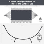SUNCREAT Portable Outdoor Hammock with Stand Included, Double Hammock with Tassel for Outside, Dark Gray
