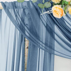 Outdoor Curtain Chiffon Arch Drape, Dusty Blue Sheer, 29 x 236 In