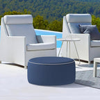 LVTXIII Inflatable Stool Ottoman Footrest with Handle, All Weather Footrest Seat, Indoor or Outdoor Pouf for Home Patio Garden and Camping Use, D31 xH14, Large Round, Navy Textured