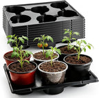 6 Cell Round Nursery Pot Trays for 6 Inch Pots, Thickened Sturdy Seedling Pot Shuttle Tray, Durable Nursery Pots Carrying Tray for Holding 6 Inch Plastic Plant Pots(17.08"×13.14", 10-Pack)