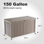 150 GallonOutdoor Storage Box, Resin Deck Boxes Waterproof, IndoorOutdoor Bin - Image 2