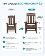SERWALL Outdoor Rocking Chair Set of 6, Patio Rocking Chairs Set, HDPE Rocking Chair Outdoor for Adults, Heavy Duty Front Porch Rocker, Coffee