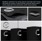 DIVA EN CAMINO DEC Outdoor Patio Curtain Waterproof Darkening Thermal Insulated Indoor Curtains for Bedroom, Porch, Living Room, Pergola, Cabana, W52 x L63, Black, Set of 2 Panels