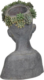 Newman House Studio Face Cactus Succulents Planter Pot - Indoor Outdoor Planter with Drainage Hole Garden Statues Cute Plants Pot Flower Pot Farmhouse Decor 11 * 8.5 * 16.5 inch