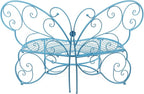 Alpine Corporation BAZ400BL Indoor Outdoor Metal Butterfly Shaped Garden Bench, 62" Long, Blue