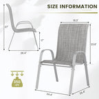 UDPATIO Patio Chairs Set of 2, Stackable Silver Outdoor Dining Chairs with High Back, Breathable Textilene Fabric Outdoor Chair All Weather, 350LBS Capacity for Garden, Backyard (Light Grey)