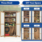 Storage Cabinet Outdoor Garage Cabinets with 3 Adjustable Shelves, Lockable Door, Wood & Metal Weather-Resistant Pantry Cabinet for Patio Garden Home Farm (33.3" Lx 21" Wx 69" H)