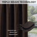 RYB HOME Indoor Outdoor Curtain - Porch Curtains Outdoor Patio Sunlight Block Window Curtain Grommet Waterproof Cabana Cabin Drape Privacy Panel, 1 Piece, W 52 x L 84 inch, Brown