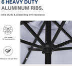 ABCCANOPY Durable Solar Led Patio Umbrellas with 24LED Lights 7.5FT with 6 Sturdy Ribs (Fog Gray)