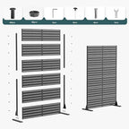 Casaphoria Metal Privacy Screen Outdoor, 72" H x 47" W Freestanding Decorative Privacy Screen for Patio Deck Balcony Garden with Stable Base, Black-Gerald