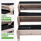 Raised Garden Bed, 3-Tier Vertical Wooden Planter with Legs, Beige
