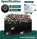 Black Planter Box Galvanized Steel Rectangular Metal Planter 36" L x 12" W x 16" H Indoor Large Outdoor Planters Steel Metallic Heavy Flower Pot Commercial Residential for Patio, Backyard, Garden