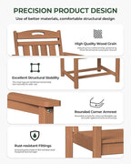 Set of 2 Weatherproof Patio Chairs - HDPE Outdoor Dining Chairs with Wide Seat, Ergonomic Design - for Garden, Backyard, Deck - Teak