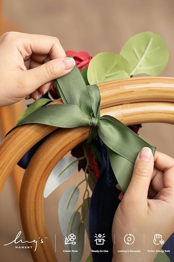 Artificial Flowers for Wedding Aisle, 8 Pack Burgundy and Navy Pew Decor