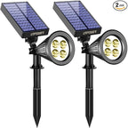 URPOWER Solar Lights Outdoor, Adjustable Spot Lights Outdoor, 2-in-1 Waterproof Landscape Spotlights Wall Light, Dusk-to-Dawn Solar Powered Light for Garden, Yard (2 Pack Warm)