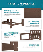Ciokea HDPE Outdoor Dining Table with Umbrella Hole,66" Rectangle Patio Table for 6,All-Weather Outdoor Patio Furniture Set for Garden Backyard,Brown