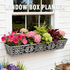 4 Pack 30 Inch Window Boxes Planter for Outdoor Plants Deck Railing Planters Box with Adjustable Brackets for Porch Fence Balcony Hanging Flower Baskets with Non-Woven Fabric Liner for Garden Décor